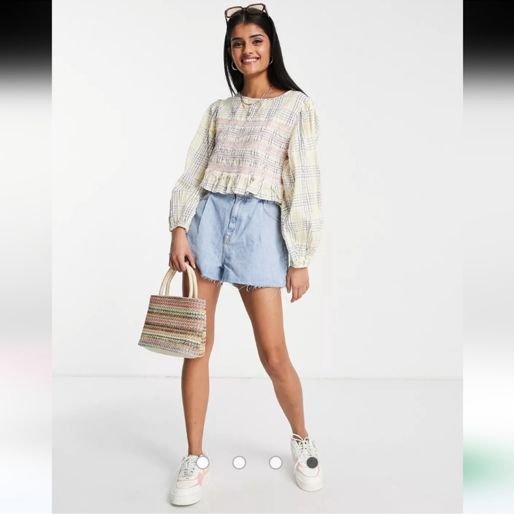 ASOS Multicolor Plaid Ruffle Top - Picture 4 of 12